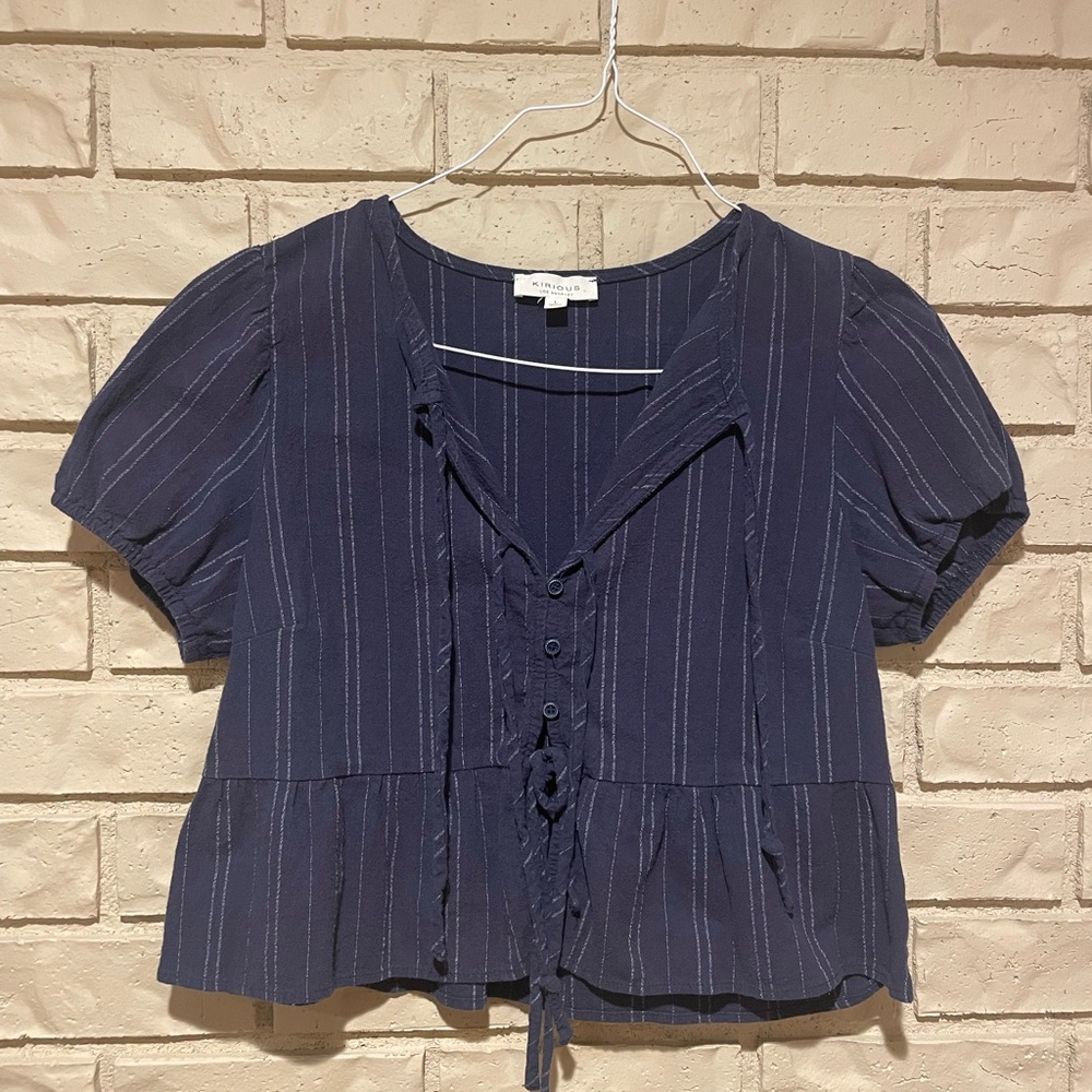 Elegant Navy Striped Blouse